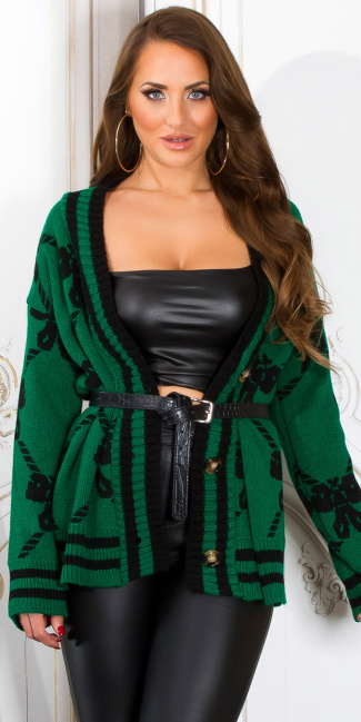 Trendy knitted cardigan to button Green